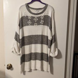 Striped 3/4 Roll Tab Sleeved Sweater SZ 22/24